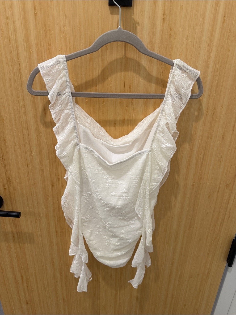 White Eyelet Ruffled Bodysuit - Picture 5 of 5
